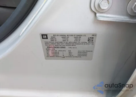 2014 Chevrolet Equinox 2Lt from USA, damaged, VIN 2GNALCEK5E6100866